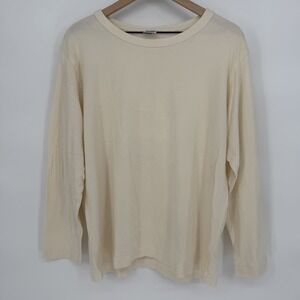 CP SHADES Sz M Cream Pullover Long Sleeve Shirt Knit Stretch Minimalist Cotton